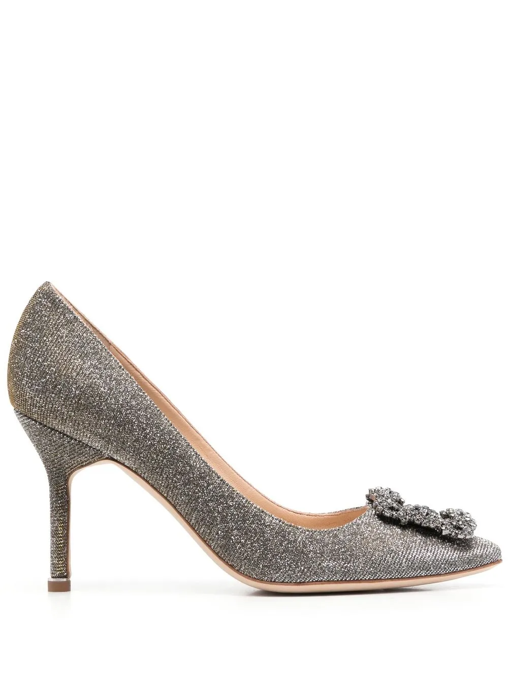 Туфли-лодочки Hangisi 90 с блестками Manolo Blahnik, серебристый