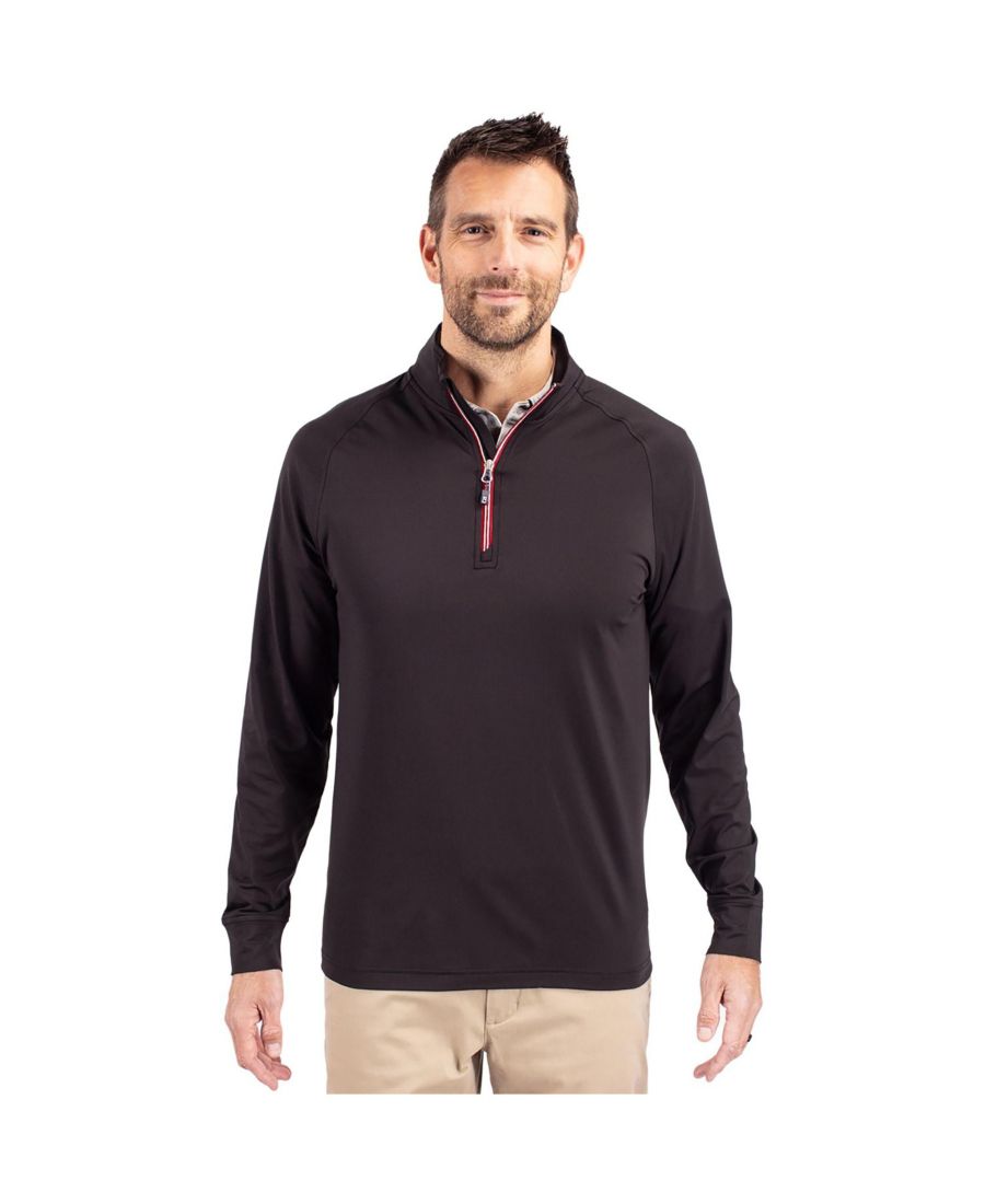 

Мужской пуловер Adapt Eco Knit Stretch Recycled Quarter Zip Cutter & Buck, Black/red