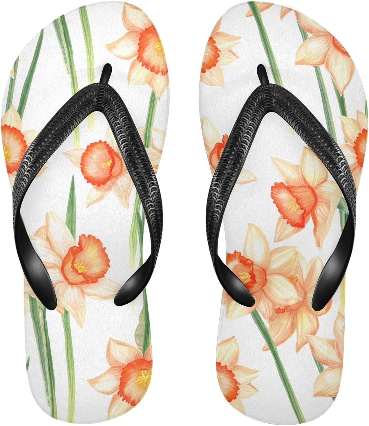 

Белые вьетнамки с цветком нарцисса, пляжные шлепанцы, резиновые нескользящие летние тапочки для мужчин и женщин для ходьбы Sinestour