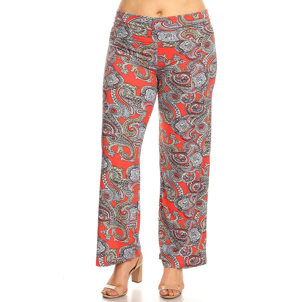

Брюки-палаццо больших размеров с узором пейсли WM Fashion, цвет Red Paisley
