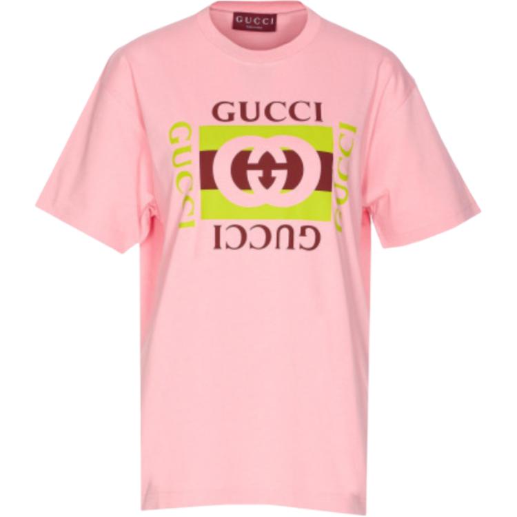 Футболка Gucci из хлопка с логотипом, премиальный бренд, розовый — фото 3