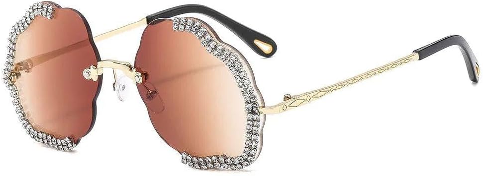 

Великолепные элегантные солнцезащитные очки без оправы для женщин с бриллиантовой защитой от солнца, очки для вечеринок и выпускных балов с защитой от УФ-излучения UV400 HYYZZC, C2