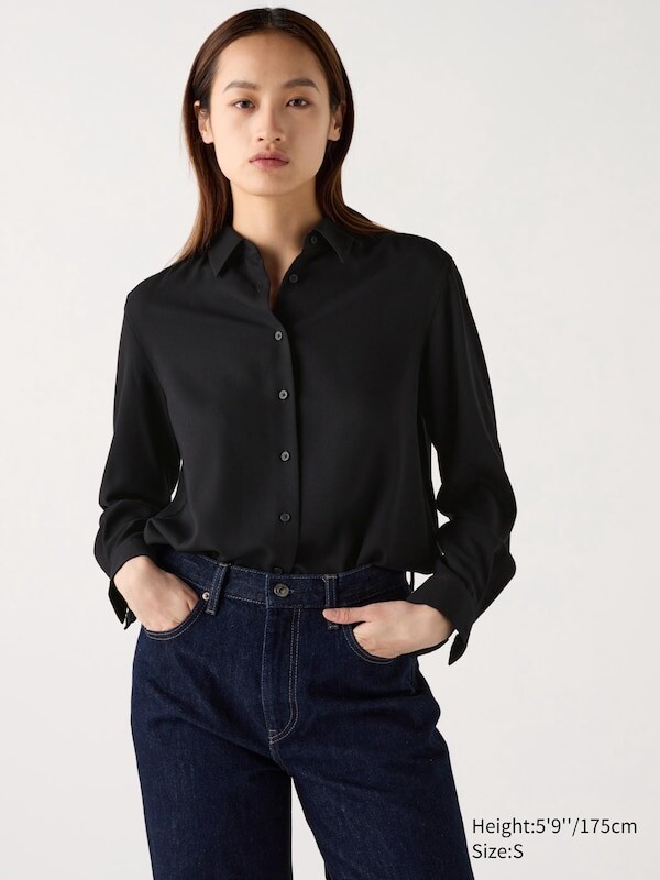 

Блузка из вискозы Uniqlo, черный