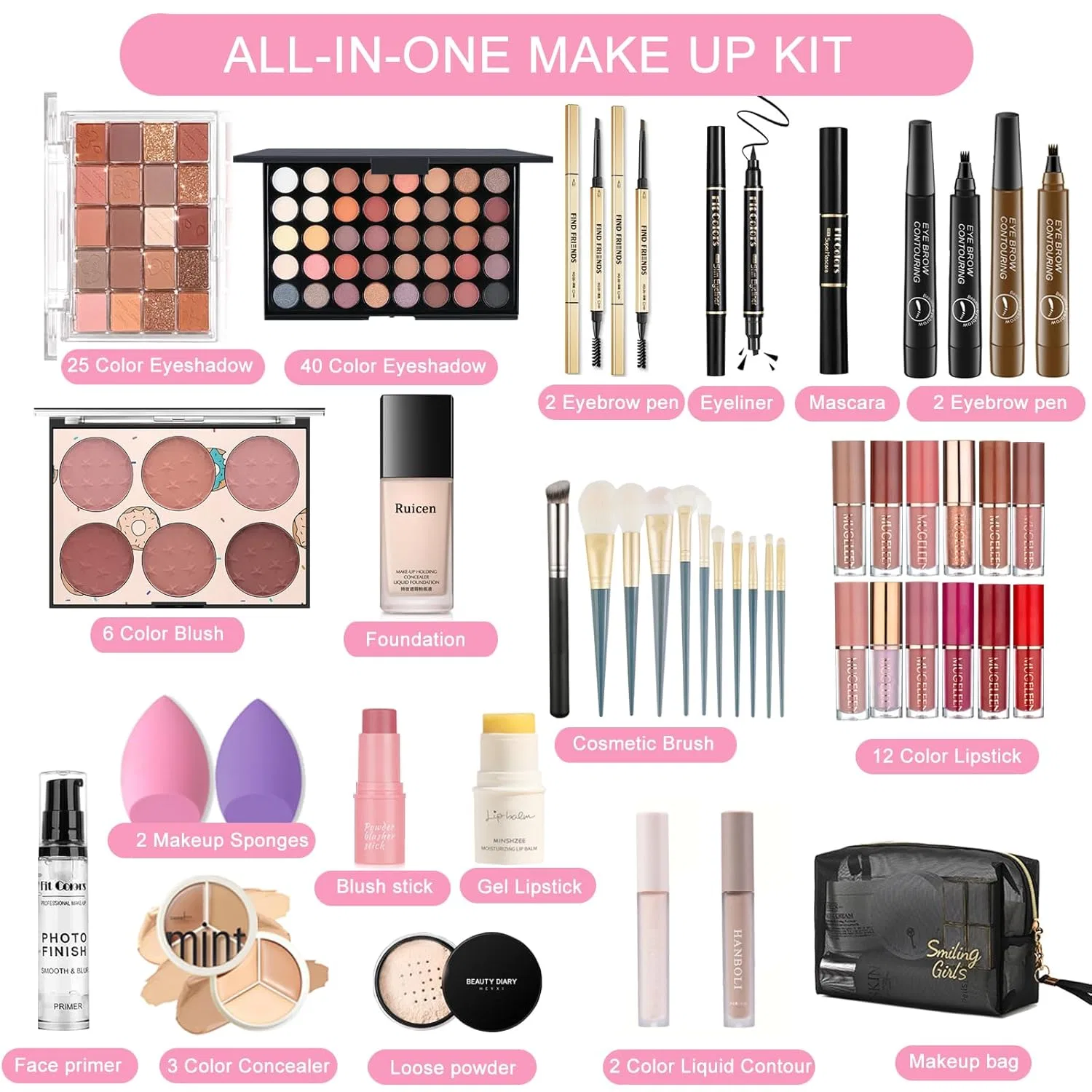 Набор для макияжа из 43 предметов от Ruicen Ruicen, A (Matte Eyeshadow) — фото 2
