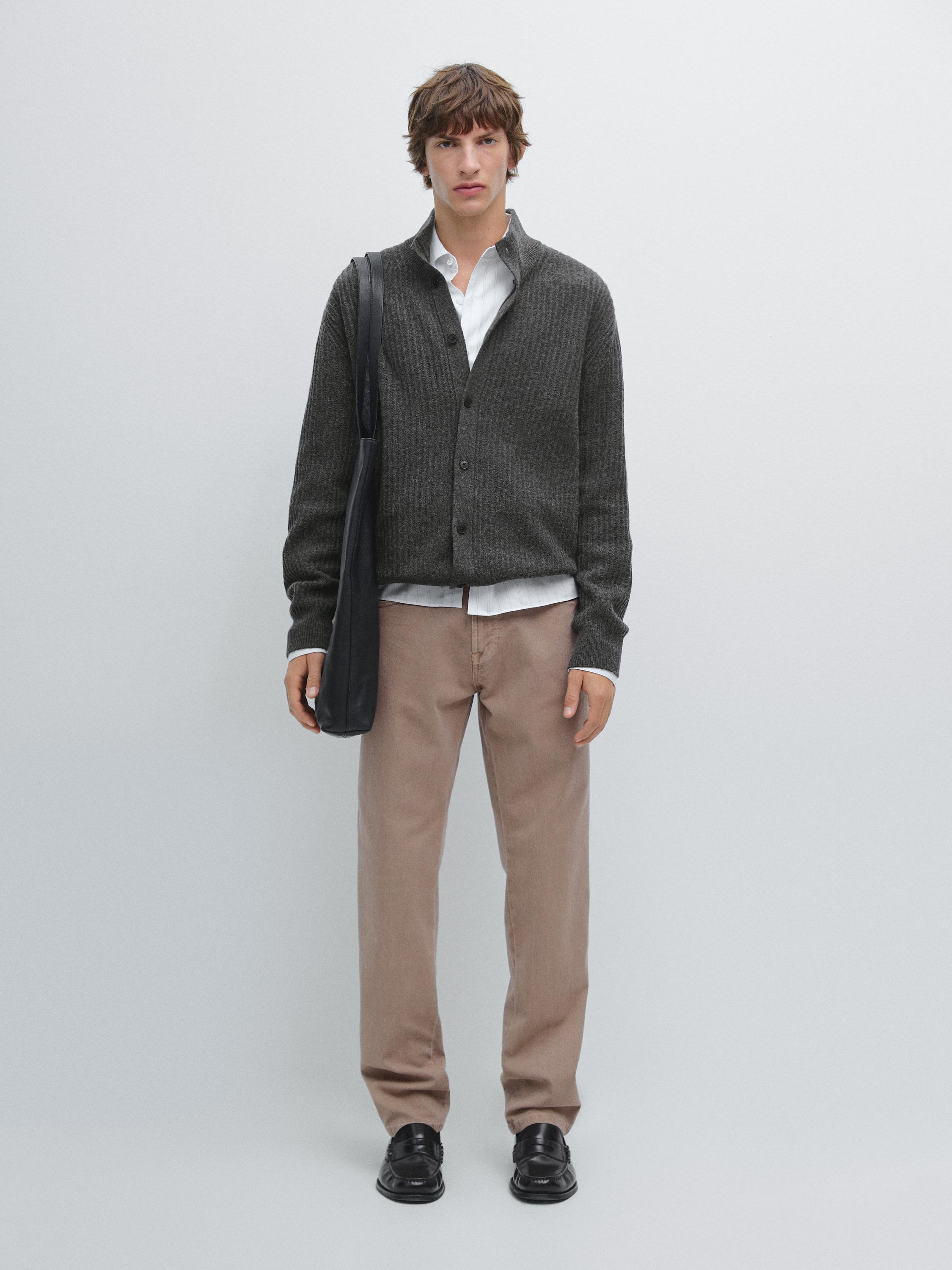 

Кардиган из смесовой хлопковой пряжи с высоким воротником Massimo Dutti, Charcoal