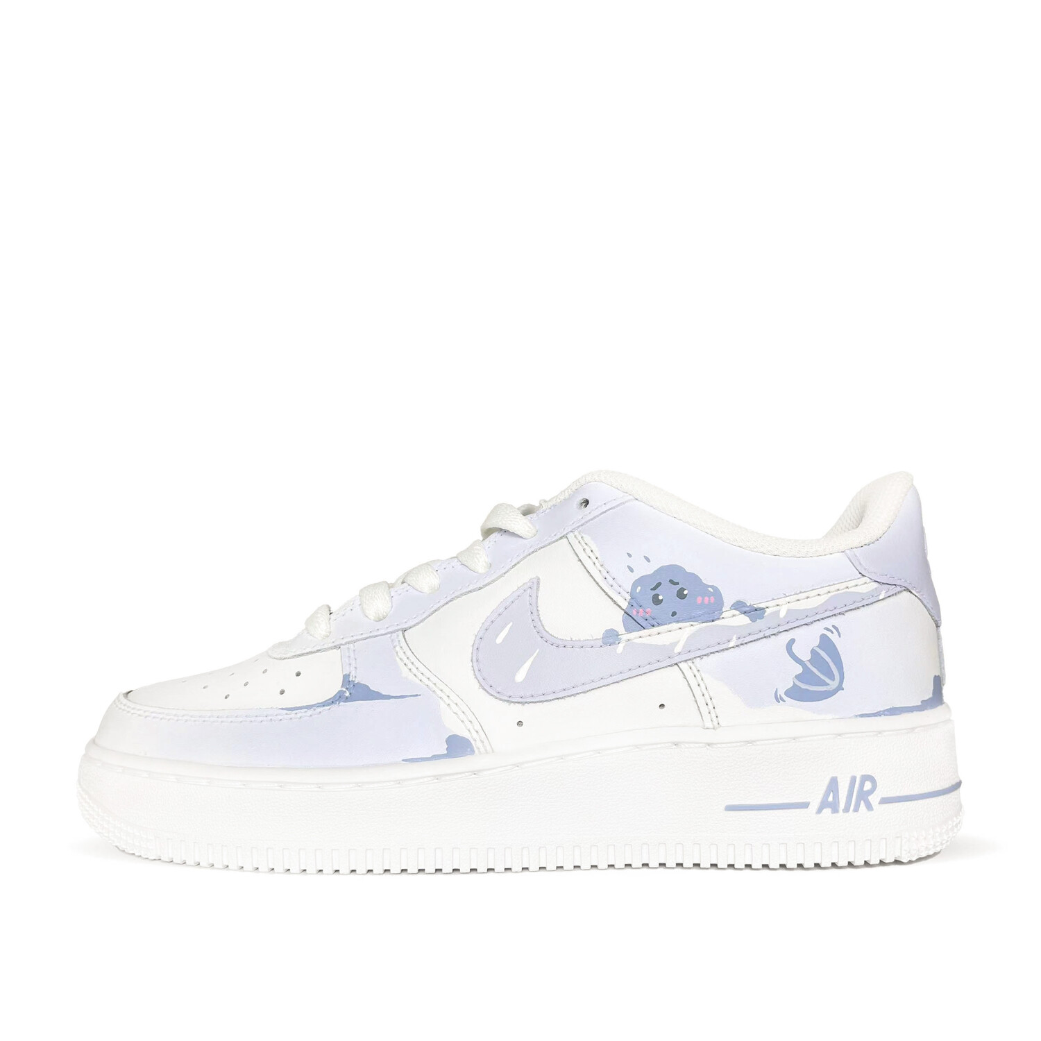 Кроссовки Nike Air Force 1 Skateboarding Shoes Women's Low-top White Blue, голубой