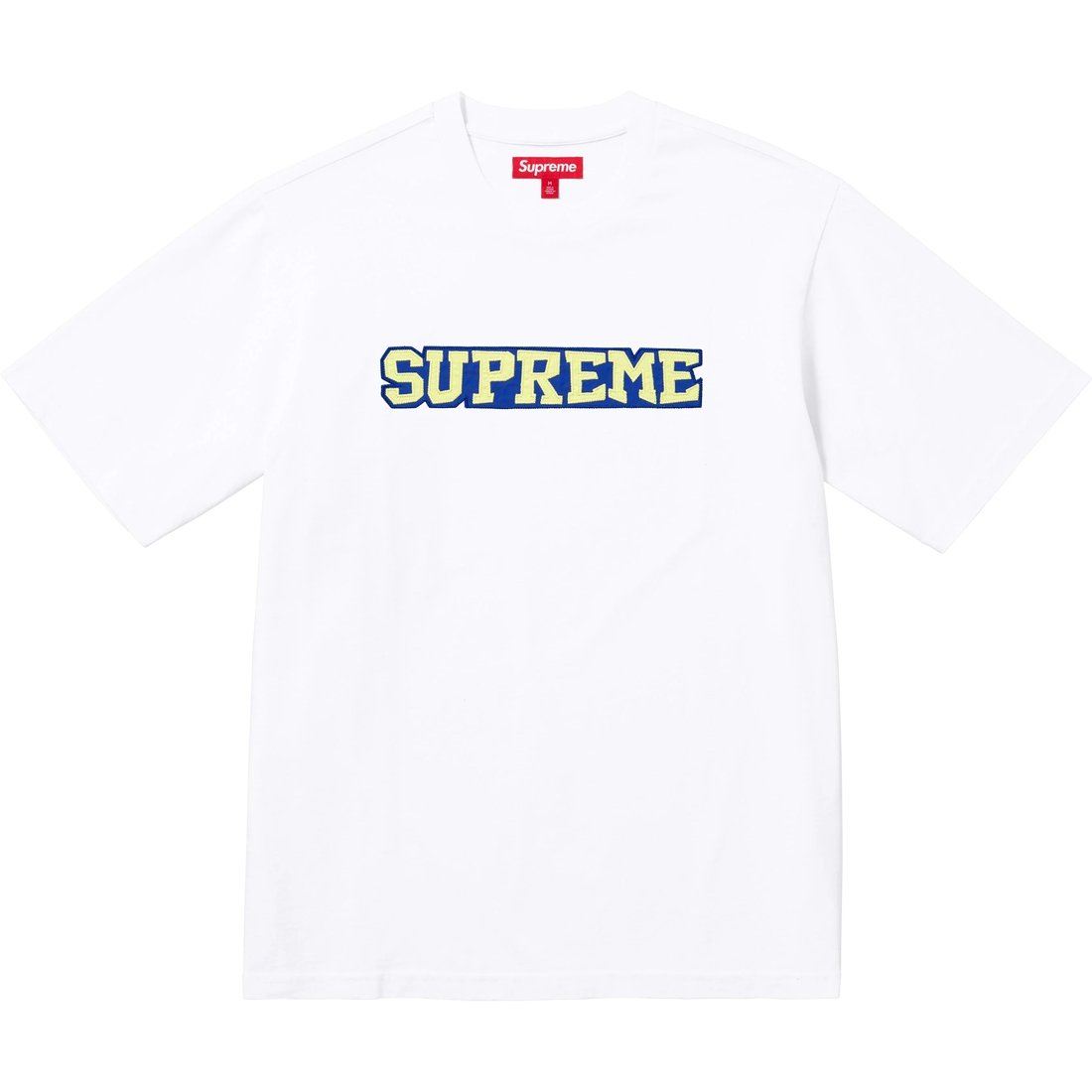 

Топ с коротким рукавом и сатиновой аппликацией Supreme, белый