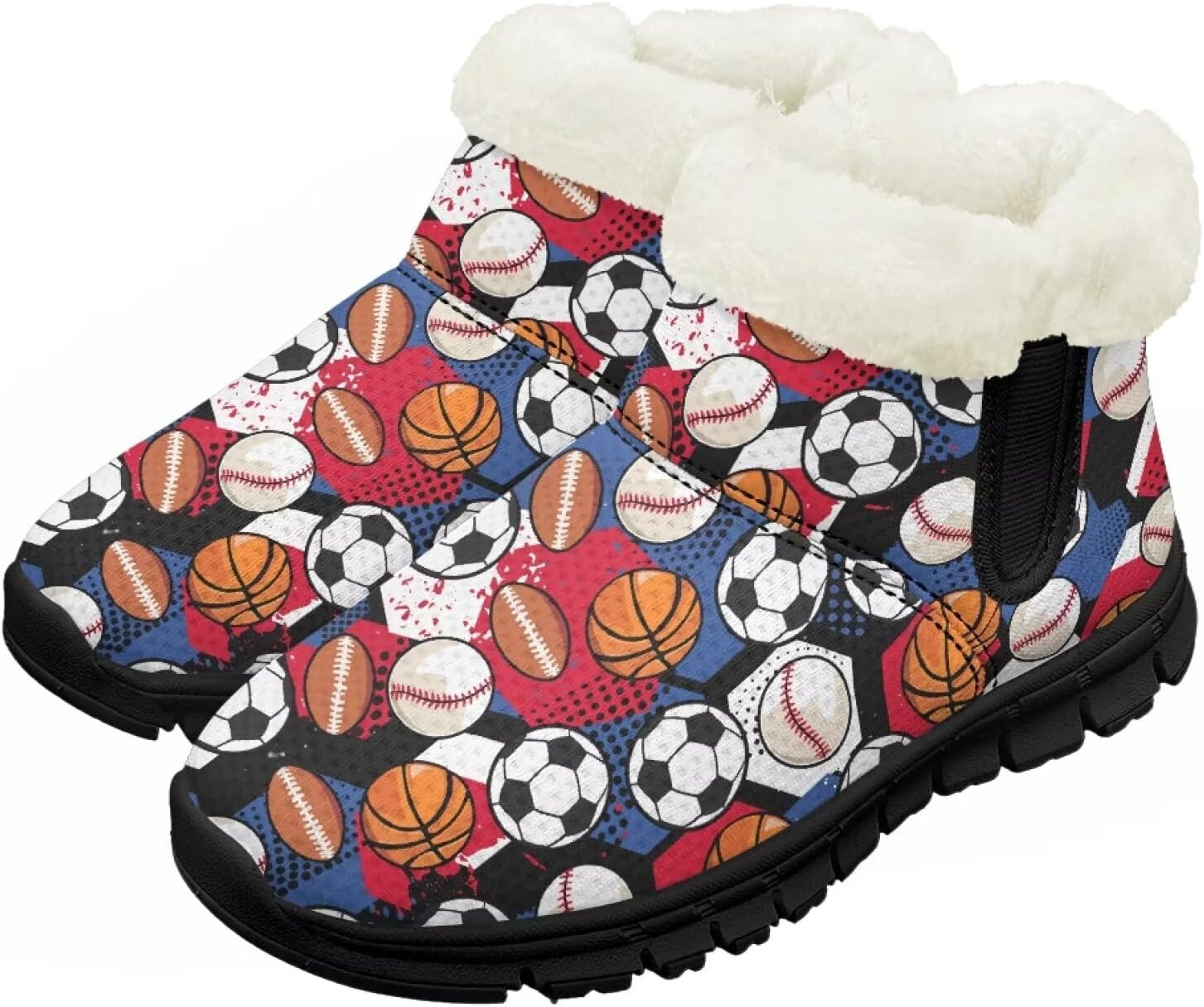 

Снежные ботинки для малышей, мальчиков и девочек, зимние теплые ботинки, низкие туфли, искусственный мех, для холодной погоды, на улице Chririnla, Cartoon Ball Print