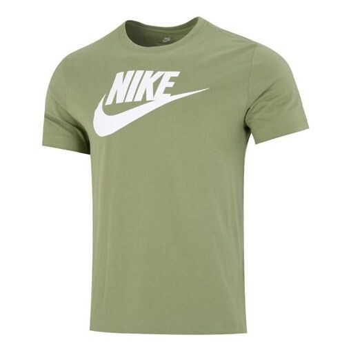 

Футболка Men's Nike Sportswear Minimalistic Alphabet Logo Athleisure Casual Sports Round Neck Short Sleeve Olive Green T-Shirt, зеленый