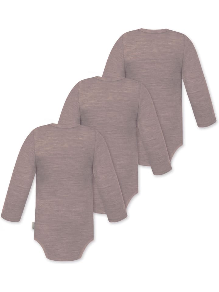 Normani Outdoor Sports Комплект из 3 детских боди с длинными рукавами из мериносовой шерсти, цвет Tuai, розовый — фото 2
