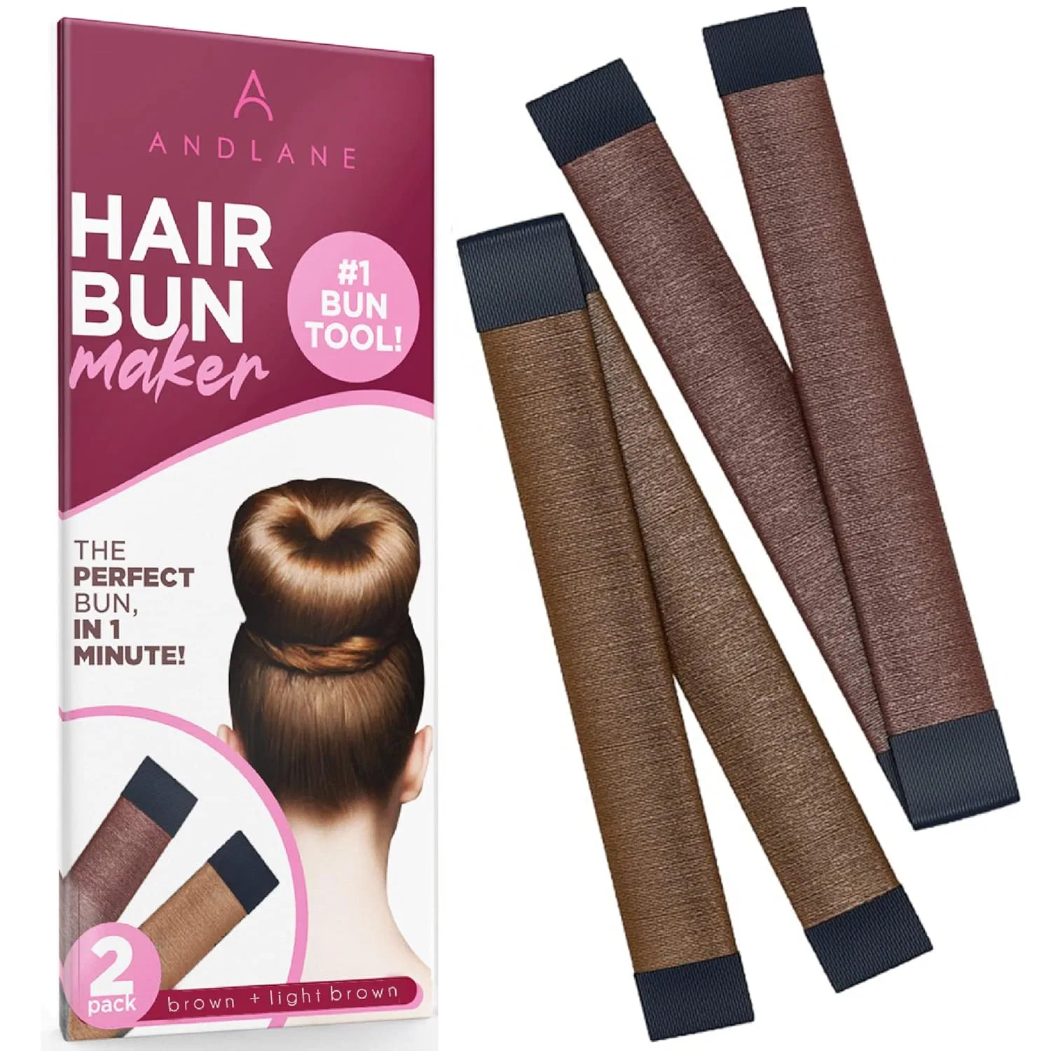 Набор для создания пучка French Twist, 2 штуки (коричневый, светло-коричневый) Andlane