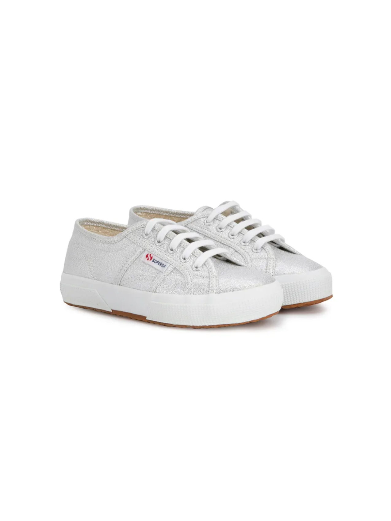 

Superga Kids кроссовки на шнуровке, серебряный