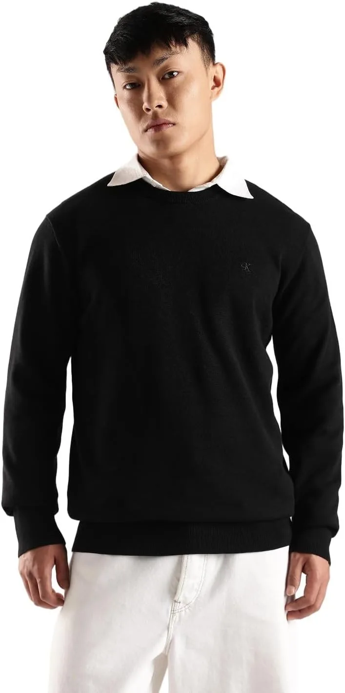 Свитер Calvin Klein мужской гладкий хлопковый, черный