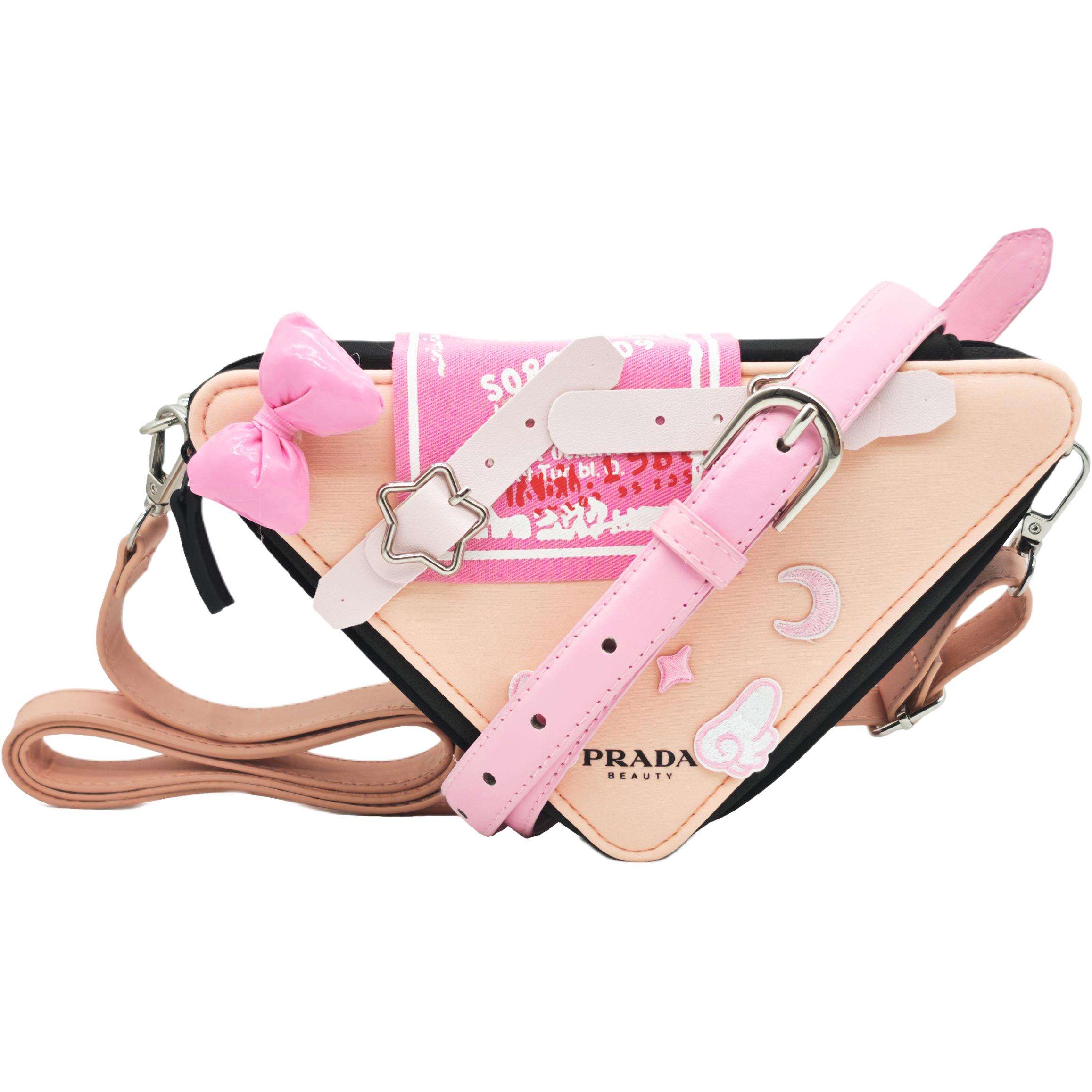 

PRADA Треугольная косметичка Pink Cherry Blossom, Girlish Romantic, Sweet Style Naughty Fabric для косметических инструментов