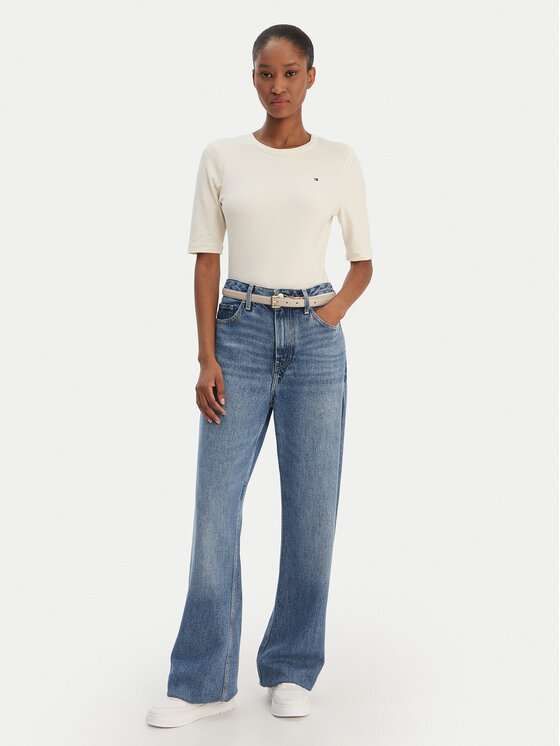 Футболка slim fit WW0WW47308 Tommy Hilfiger, экрю — фото 2