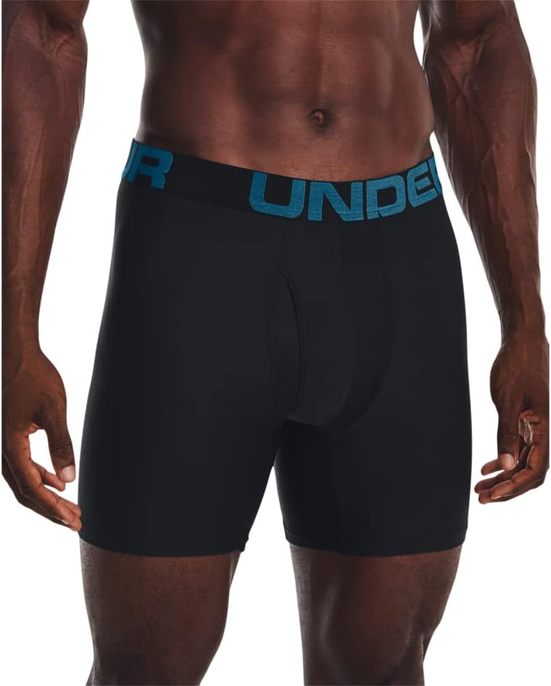 

Under Armour мужские боксеры Multi-Pack Standard Tech, длина по внутреннему шву 6", комфорт на весь день и ультрамягкие, (006) Black/Static Blue