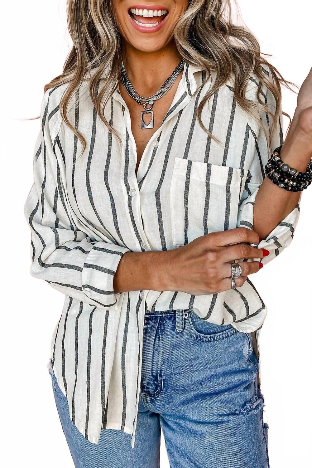 

Полосатая рубашка на пуговицах оверсайз в черную полоску Lovesoft