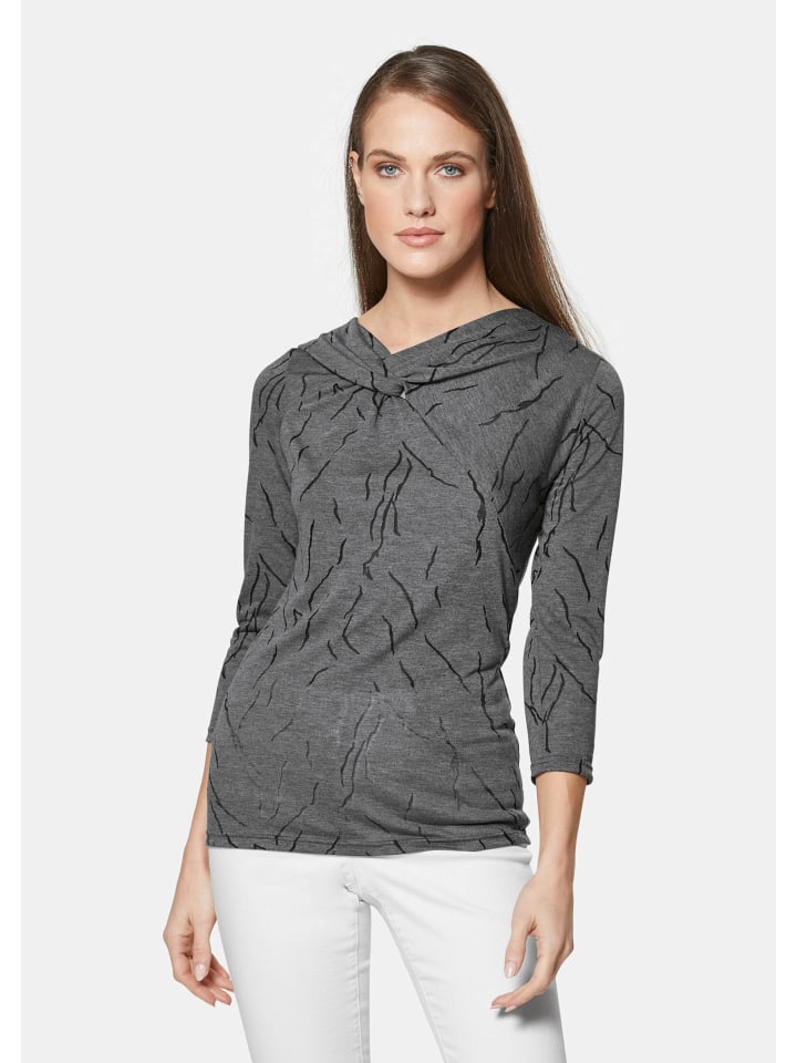 

MADELEINE Футболка с узлом и рукавами три четверти, серо-меланжевого цвета, Серый, MADELEINE Футболка с узлом и рукавами три четверти, серо-меланжевого цвета