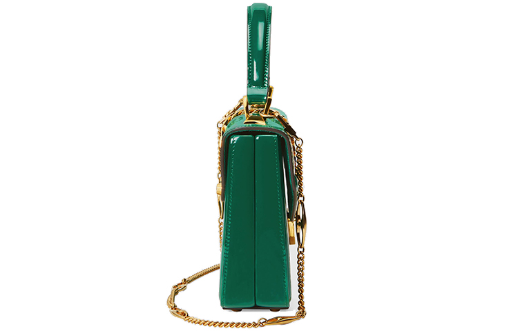 Мини-сумка Gucci Sylvie 1969 из лаковой кожи зеленого цвета — фото 4