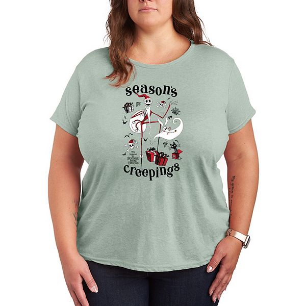 

Футболка с принтом Plus size The Nightmare Before Christmas Season's Creepings Disney, Heather Sea Foam