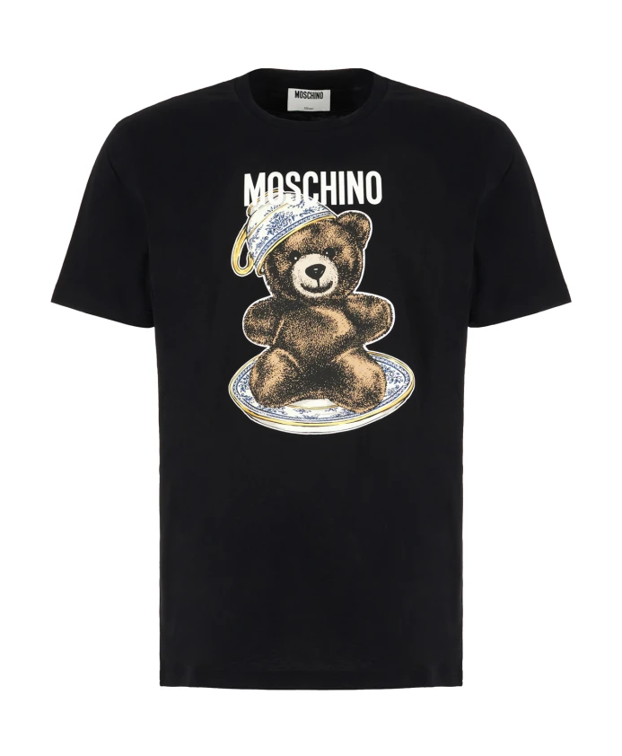 

Повседневная хлопковая футболка для мужчин Moschino, черный