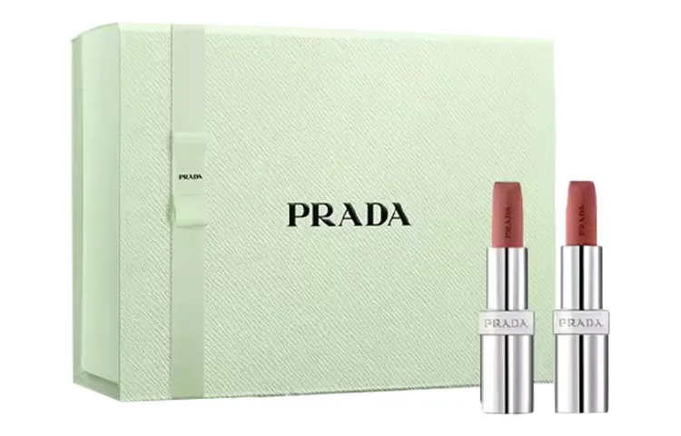 PRADA Набор помад Double Lipstick Box Limited Edition, легко наносится, натуральный, стойкий, B101 Nude Brown+B107 Naked Brown