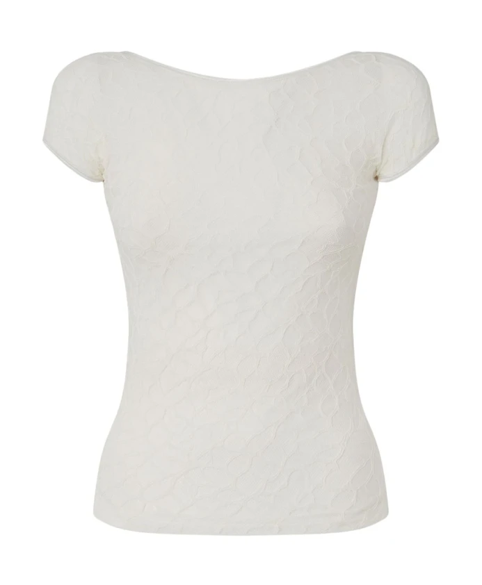 

Белый кружевной топ с вырезом на спине Pinko, белый