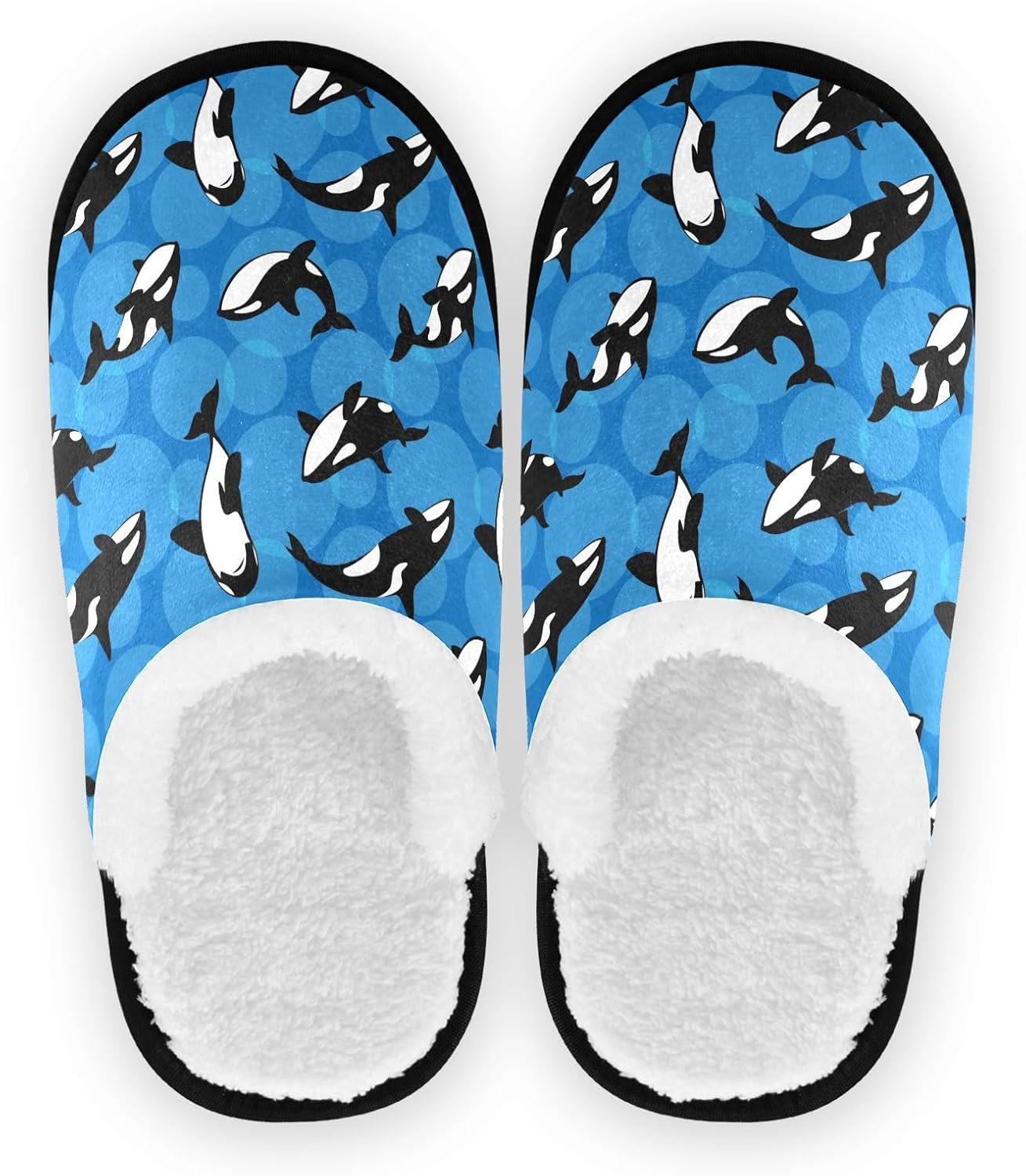 

Тапочки JHKKU для женщин и мужчин, пушистые домашние тапочки, теплые, с противоскользящей подошвой, уютные для дома и путешествий, Orca Killer Whale