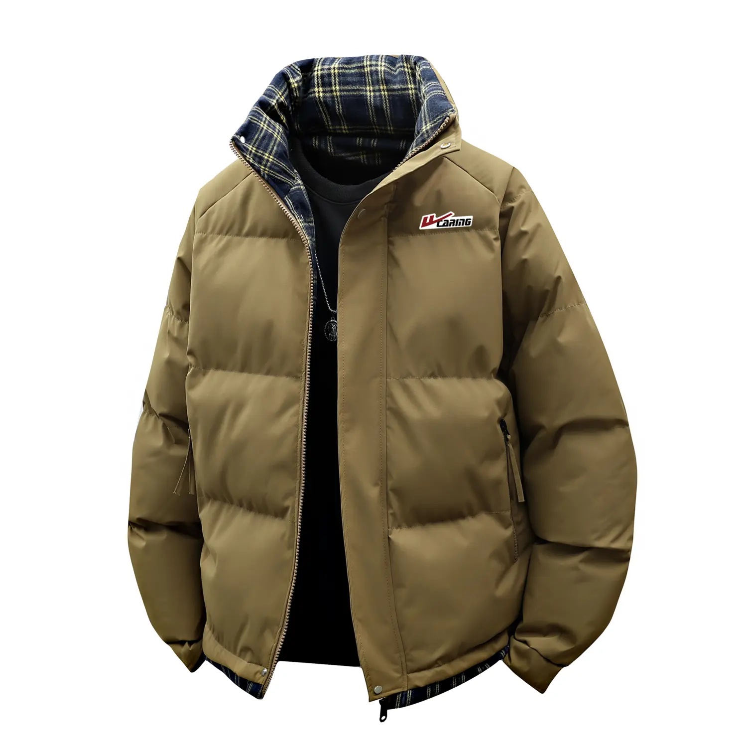 

Пуховик Unisex Stand Collar Fleece lined Mock Two Piece WARRIOR, coffee (diy badge)