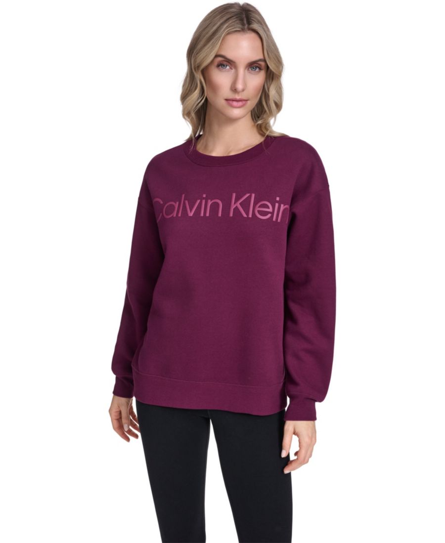 

Женская толстовка с круглым вырезом и объемным принтом и логотипом Calvin Klein, Raspberry Cream