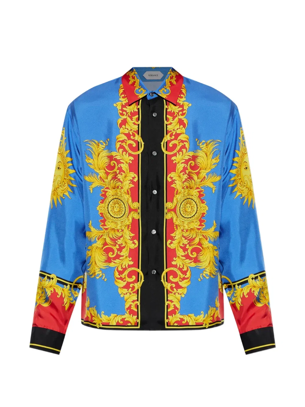 Шелковая рубашка Sun Versace, синий