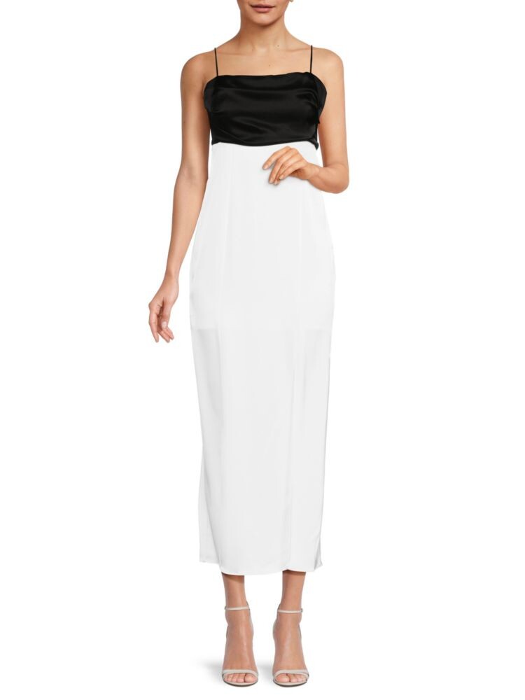 

Атласное платье-комбинация макси Lilita Alice + Olivia, цвет Black White