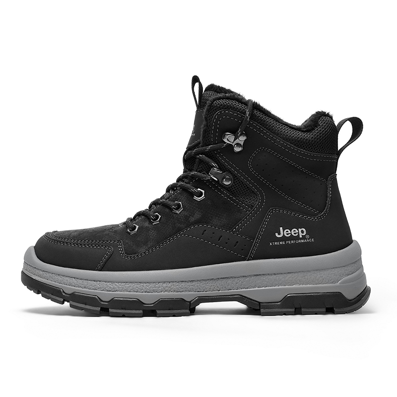 

Кроссовки мужские высокие для альпинизма и походов Cow Split Leather с защитой от истирания, поддержкой и термоизоляцией Jeep, черный