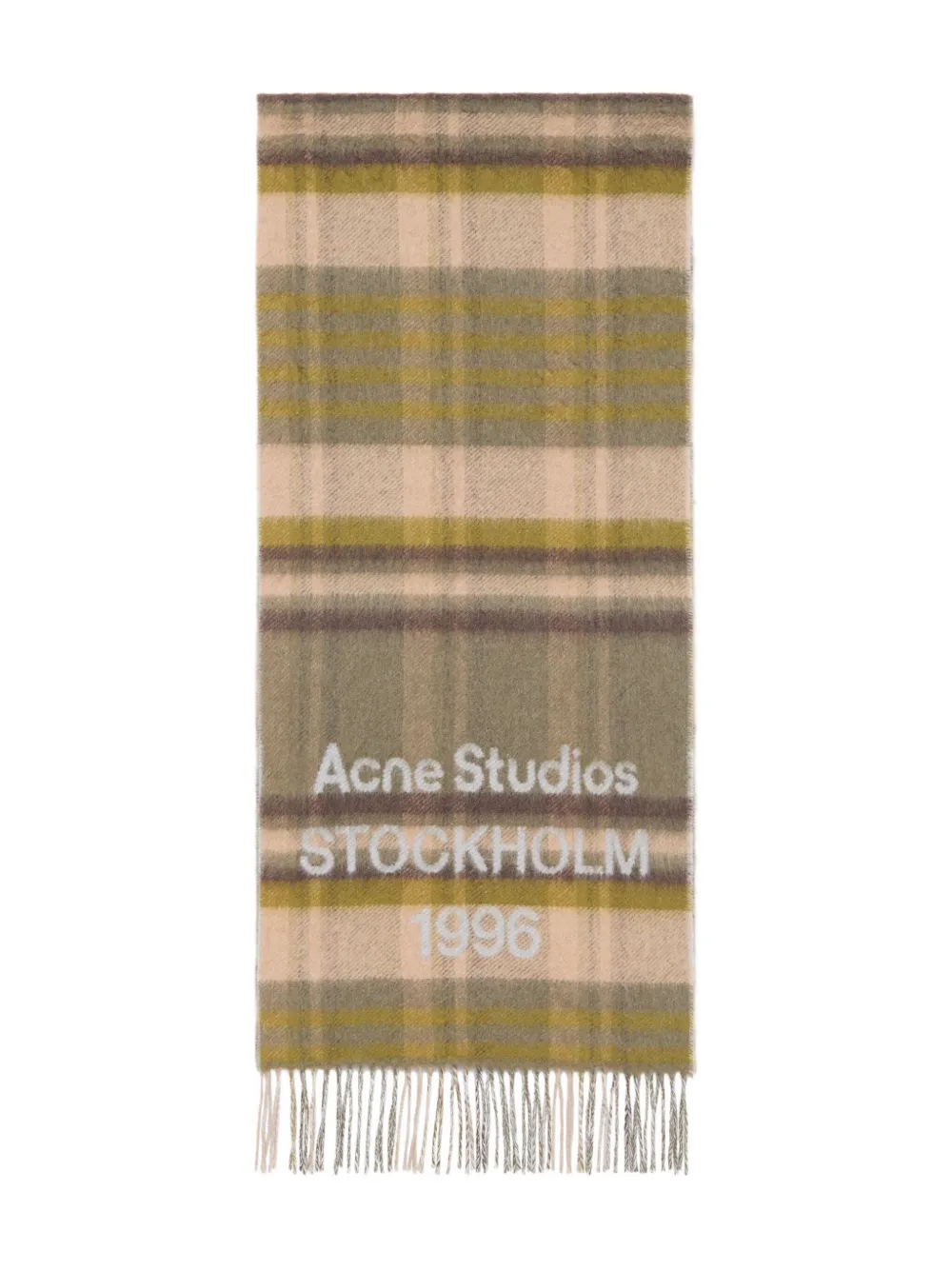 

Шарф в клетку с бахромой Acne Studios, зеленый