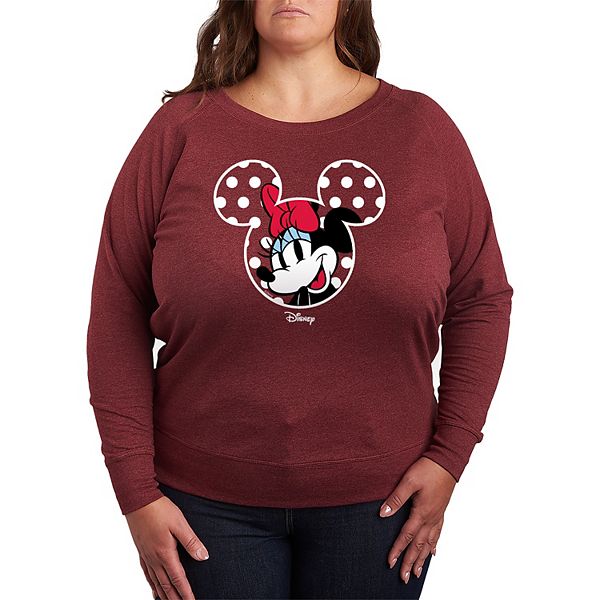 

Футболка с длинным рукавом Minnie Mouse в горошек, plus size Disney, Heather Maroon