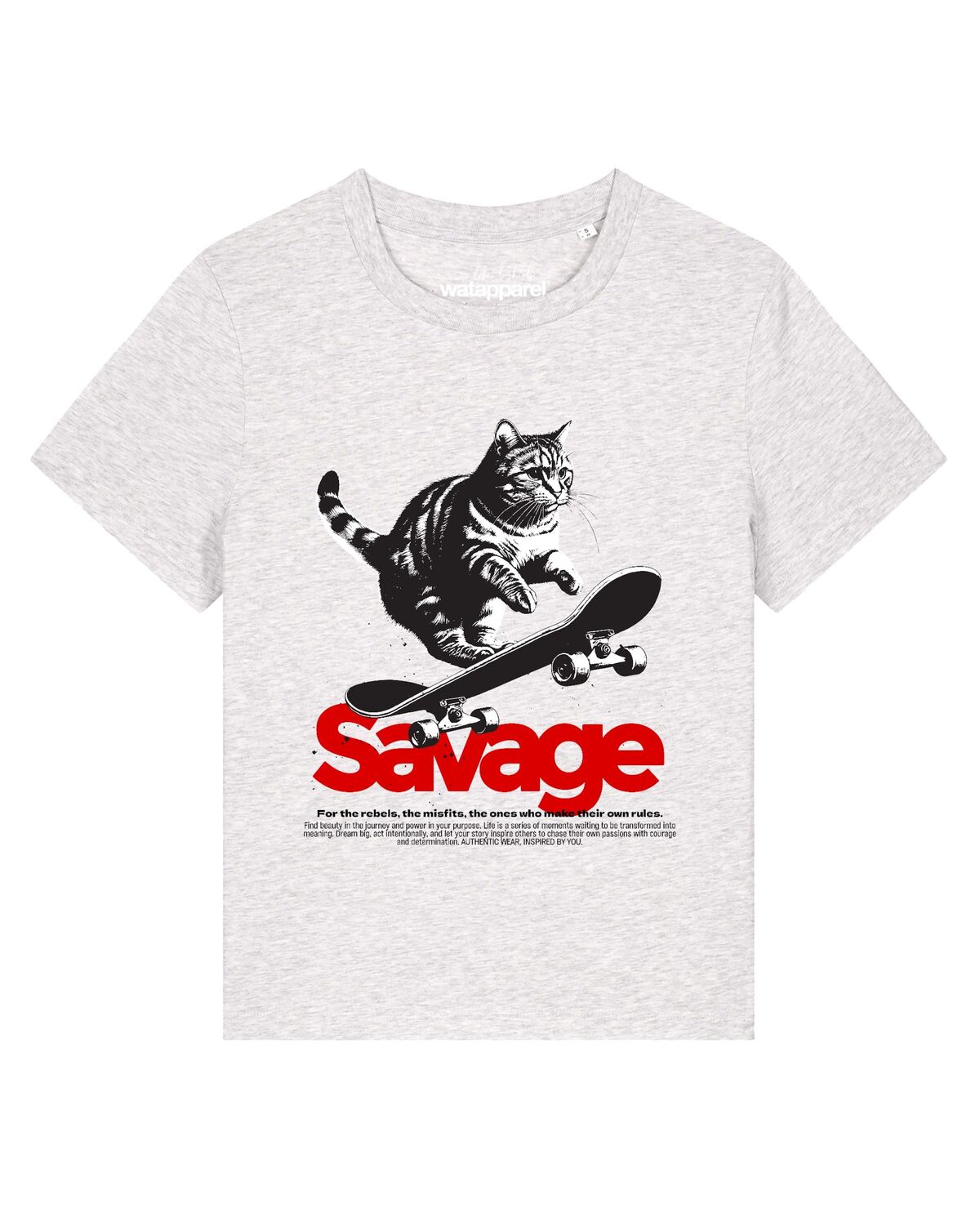 

Watapparel Футболка 'Savage Cat' в крапчатом белом цвете