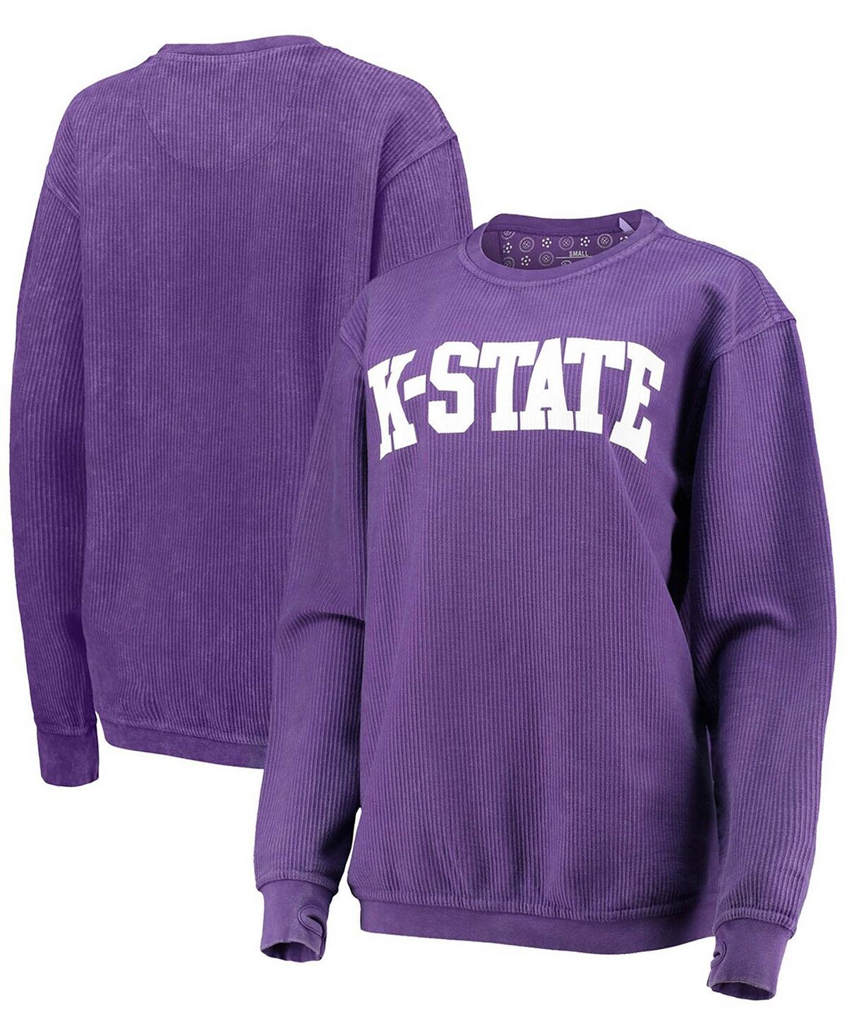 

Женский фиолетовый Kansas State Wildcats, удобный вельветовый свитер в винтажном стиле, базовый пуловер с аркой, толстовка Pressbox