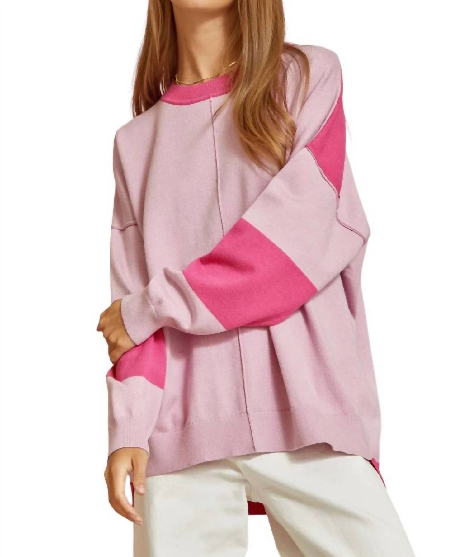 

You Know Me свитер Colorblock в цвете Blush Multi ANDREE BY UNIT