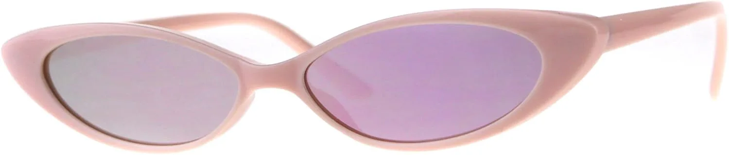 

Солнцезащитные очки PASTL Skinny Flat для женщин, ретро-стиль, овальная широкая оправа, зеркальные линзы, защита от УФ-излучения UV 400, Pink (Pink Mirror)