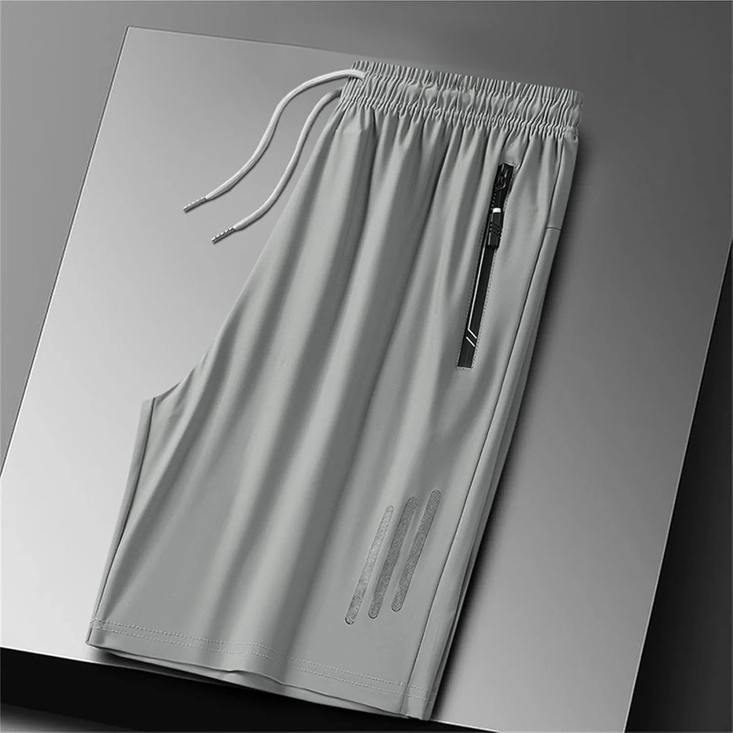 Шорты Active из льняного шелка, Unisex, Ice Silk Stretch Quick-Dry, B13 Light Grey — фото 4