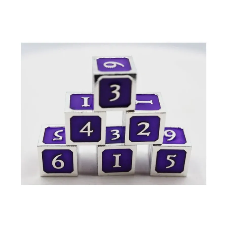 

d6 — фиолетовый с серебром (6), Dice Sets - Metal - D6's (Foam Brain Games)