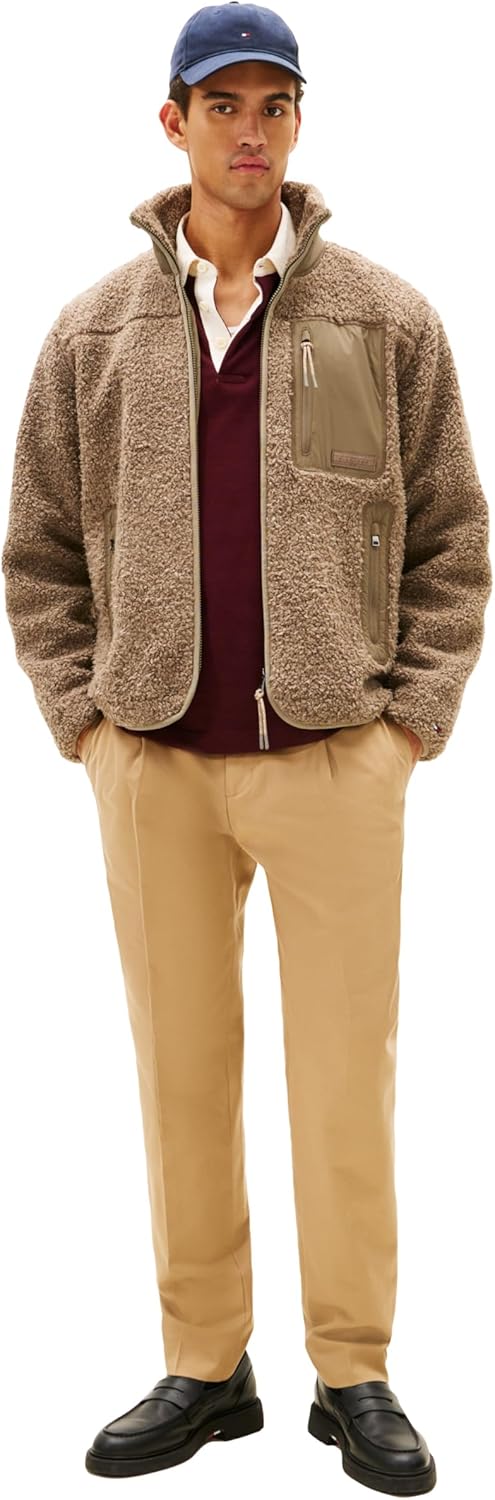 Мужская флисовая кофта Tommy Hilfiger Teddy на молнии с карманами, Coastal Taupe — фото 3