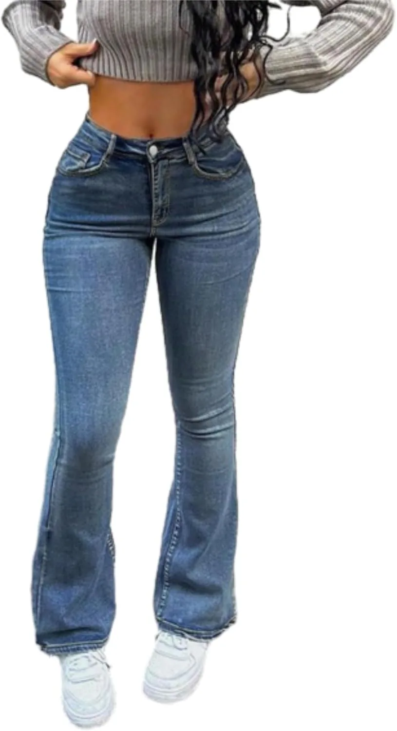 

Прямые джинсы для женщин Stretch Low Waisted Bootcut Denim Pants Light Weight Casual Vintage Wash WGXWGX
