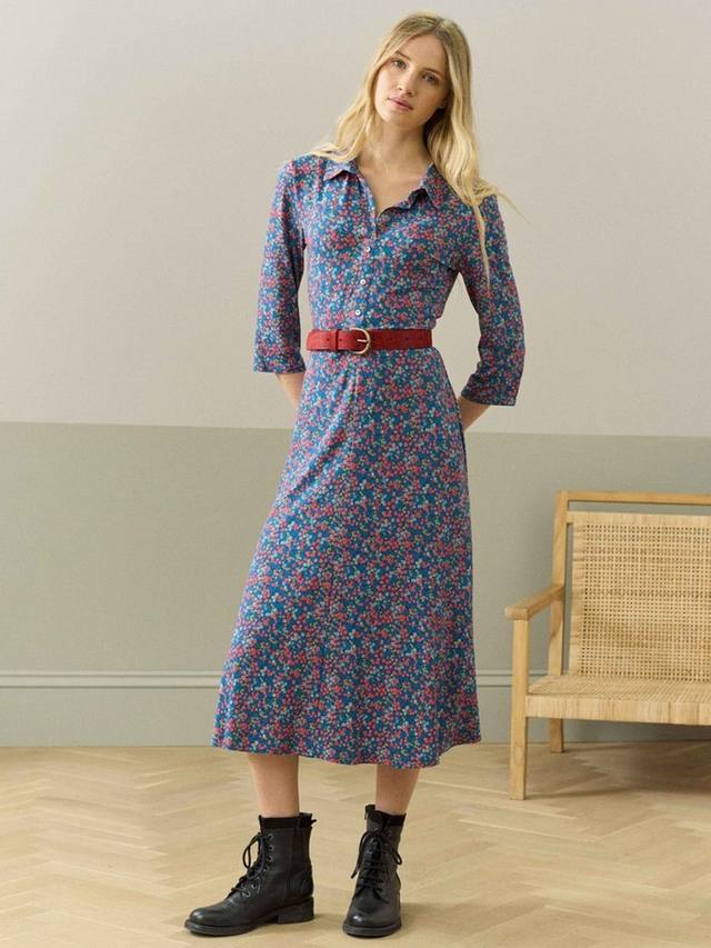 

Платье-рубашка из джерси liberty Brora, цвет Cobalt/Multi