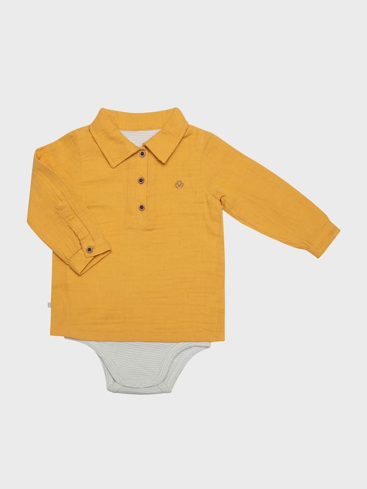 

OrganicEra Боди с длинными рукавами, горчичного цвета