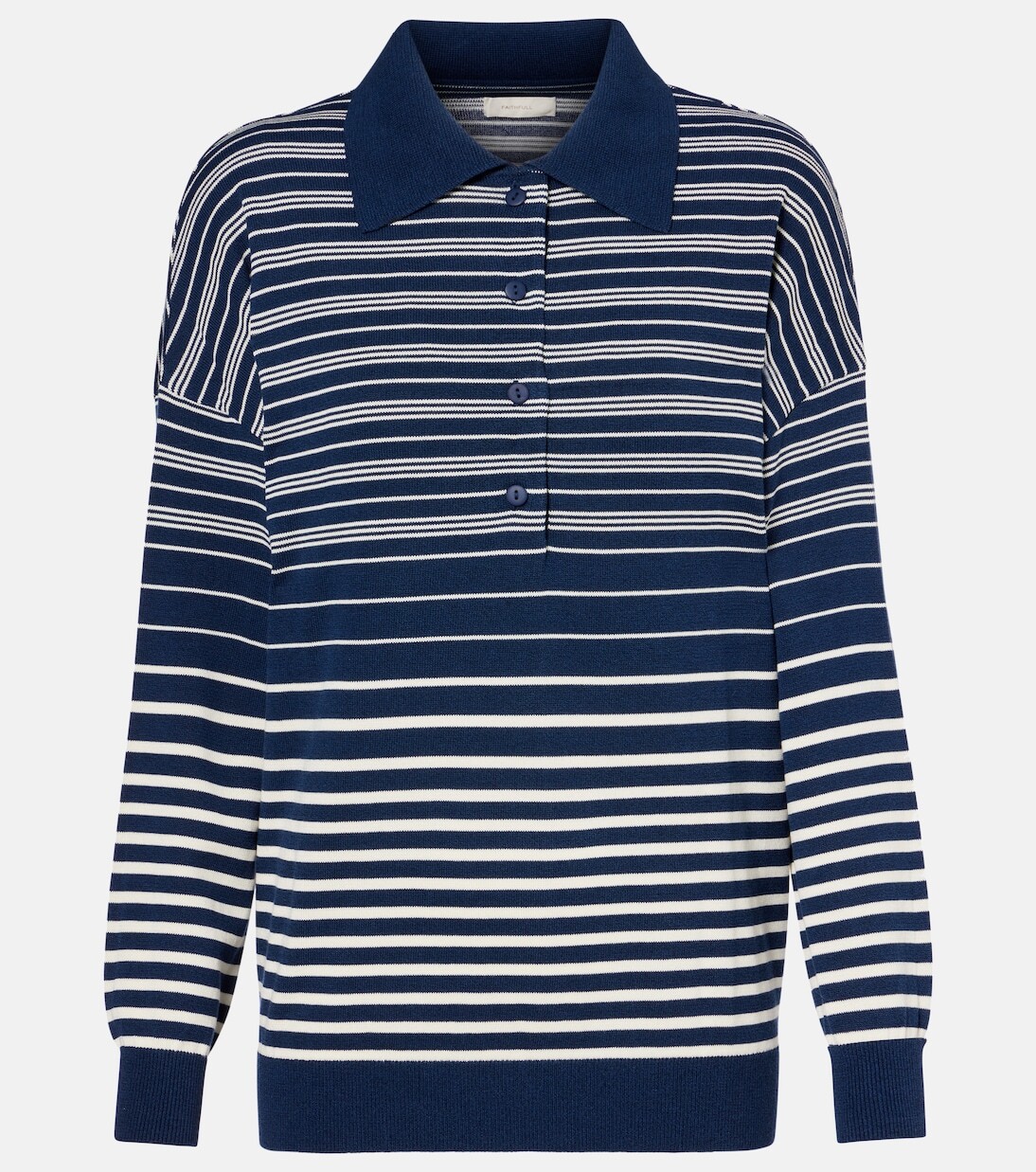 

Полосатый свитер-поло оверсайз Harlow Faithfull, Scandi Stripe Navy Cream
