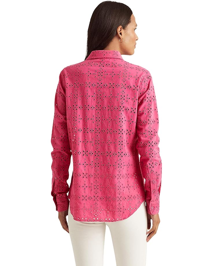 

Рубашка LAUREN Ralph Lauren Eyelet Cotton Shirt, цвет Nouveau Bright Pink