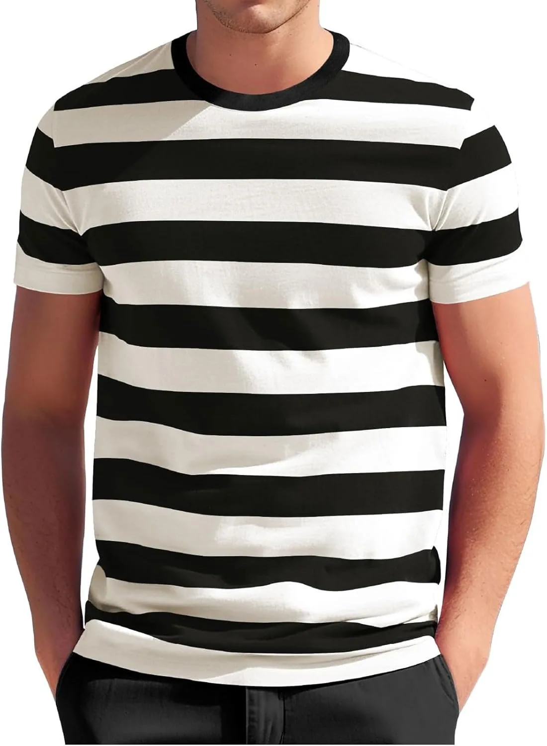 

Мужская футболка с полосками, короткий рукав, цветной блок