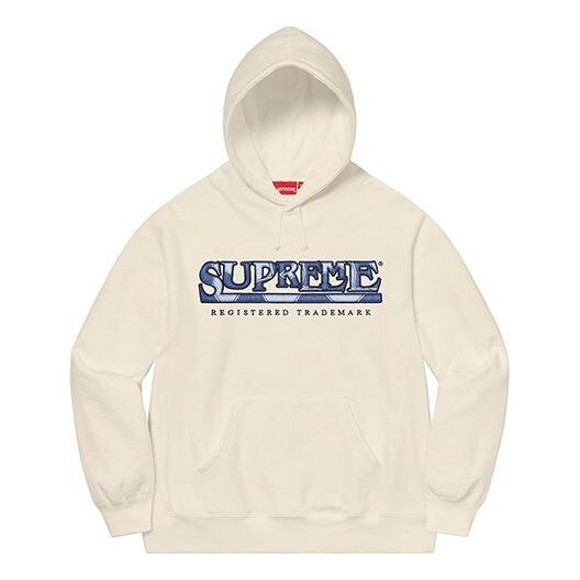 

Толстовка denim logo hooded sweatshirt 'white blue' Supreme, белый