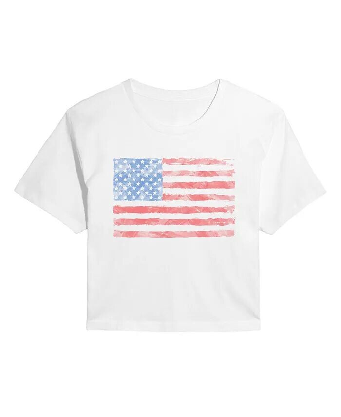 Модная укороченная футболка с флагом для юниоров Hybrid Apparel Good Vibes Llc, белый — фото 3